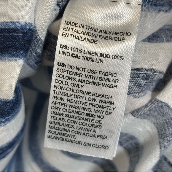 Chico's No Iron Striped Button-Up Linen Shirt-Blue/White-Women Size 2.5/US 14 - Picture 5 of 5